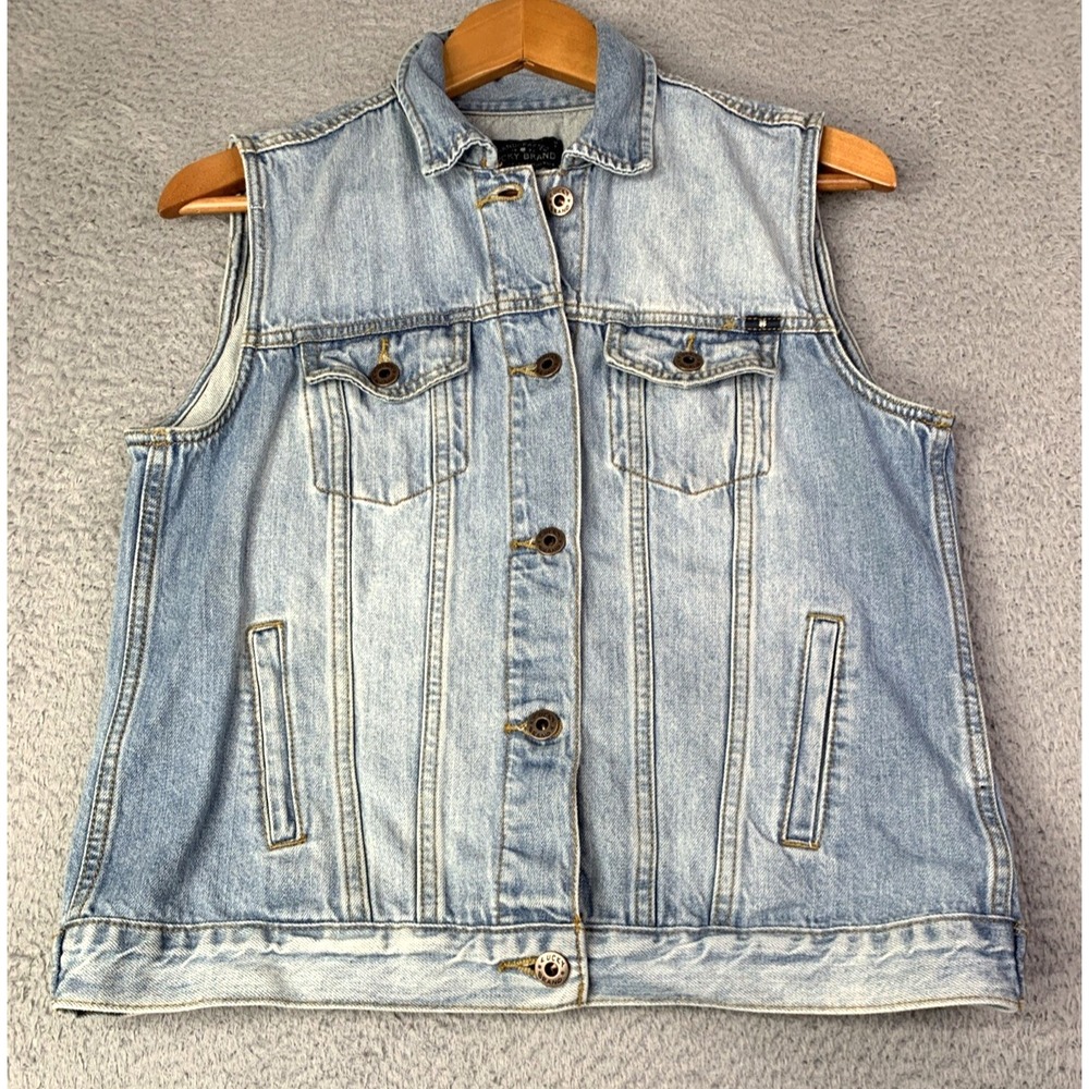 Lucky Brand Jean Vest Womens Size Medium Sleeveless Button Up Western Denim Vest
